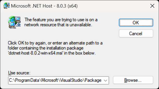 .NET 8 SDK 8.0.202 Install Error